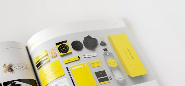 A magazine displaying multiple yellow-themed objects.